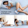 imageMomcozy Knee Pillow for Side Sleepers Soft Memory Foam Support Spine Alignment Pregnancy Leg Pillow for HIPS Back Sciatica Pain Fixed Strap for Moving Wider Contact Even PressureCooling Blue