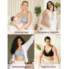 imageMomcozy Lace Nursing Bra Wirefree Padded Nursing Bras for Breastfeeding V Neck Maternity Bra for Pregnancy Soft Lace Small Ice Pink