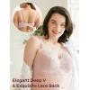 imageMomcozy Lace Nursing Bra Wirefree Padded Nursing Bras for Breastfeeding V Neck Maternity Bra for Pregnancy Soft Lace Small Ice Pink