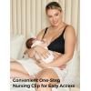 imageMomcozy Lace Nursing Bra Wirefree Padded Nursing Bras for Breastfeeding V Neck Maternity Bra for Pregnancy Soft LaceBlack