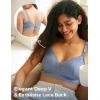 imageMomcozy Lace Nursing Bra Wirefree Padded Nursing Bras for Breastfeeding V Neck Maternity Bra for Pregnancy Soft LaceBluebell