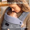 imageMomcozy Newborn Baby Carrier  Ergonomic Cozy and Lightweight Carrier for 724lbs Adjustable Neck Support with Sunshield Breathable Airmesh Perfect for Summer Outing KhakiPurplish Grey