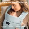 imageMomcozy Newborn Baby Carrier  Ergonomic Cozy and Lightweight Carrier for 724lbs Adjustable Neck Support with Sunshield Breathable Airmesh Perfect for Summer Outing KhakiSilver Grey