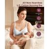 imageMomcozy Nursing Bras for Breastfeeding Soft US Cotton Seamless Maternity Bra Fixed Padding Wireless PregnancyLight Gray
