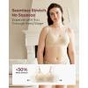 imageMomcozy Nursing Bras for Breastfeeding Soft US Cotton Seamless Maternity Bra Fixed Padding Wireless PregnancyWarm Oatmeal