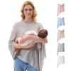 imageMomcozy Nursing Cover for Breastfeeding Soft Privacy Poncho MultiUse Nursing Shawl Portable Breast Feeding Covers for Women Includes Laundry Bag BrownLight Gray Lite