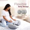 imageMomcozy Portable Pregnancy Pillow  W Shaped Maternity Support for Side Sleepers Adjustable Travel Wedge Pillow for Back Belly and Hip Relief Ideal for Pregnant Women Deep GreyGreymemory Foam