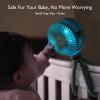imageMomcozy Portable Stroller Fan 8000mAh 27H Ultralong Battery Life Detachable 4 Speed 360Rotate LED Night Light with 2 Modes USB Rechargeable Handheld Cooling Fan for Travel Car Seat BedroomGreen