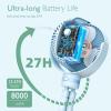 imageMomcozy Portable Stroller Fan 8000mAh 27H Ultralong Battery Life Detachable 4 Speed 360Rotate LED Night Light with 2 Modes USB Rechargeable Handheld Cooling Fan for Travel Car Seat BedroomBlue