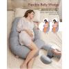 imageMomcozy Pregnancy Pillow Original F Shaped Maternity Pillow for Pregnant Women with Adjustable Wedge Pillow Full Body Support Pregnancy Pillows for Side Sleeping with Velvet Cover GreyAir Layer  Grey