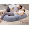 imageMomcozy Pregnancy Pillow Original F Shaped Maternity Pillow for Pregnant Women with Adjustable Wedge Pillow Full Body Support Pregnancy Pillows for Side Sleeping with Velvet Cover GreyVelvet  Grey