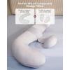 imageMomcozy Pregnancy Pillow Original F Shaped Maternity Pillow for Pregnant Women with Adjustable Wedge Pillow Full Body Support Pregnancy Pillows for Side Sleeping with Velvet Cover GreyCooling Grey