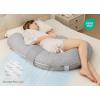 imageMomcozy Pregnancy Pillow Original F Shaped Maternity Pillow for Pregnant Women with Adjustable Wedge Pillow Full Body Support Pregnancy Pillows for Side Sleeping with Velvet Cover GreyAir Layer  Grey