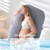 imageMomcozy Pregnancy Pillow for Sleeping Dreamlign U Pro Maternity Pillow with Adjustable Leg Pillow Removable Cover  Support for Back Hip Belly Legs for Pregnant Women 5072 Inch Full Body PillowGrey Cooling Fabric