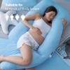 imageMomcozy Pregnancy Pillow for Sleeping Dreamlign U Pro Maternity Pillow with Adjustable Leg Pillow Removable Cover  Support for Back Hip Belly Legs for Pregnant Women 5072 Inch Full Body PillowBlue Cooling Fabric