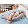 imageMomcozy Pregnancy Pillow for Sleeping Dreamlign U Pro Maternity Pillow with Adjustable Leg Pillow Removable Cover  Support for Back Hip Belly Legs for Pregnant Women 5072 Inch Full Body PillowGrey Cooling Fabric
