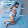 imageMomcozy Pregnancy Pillow for Sleeping Dreamlign U Pro Maternity Pillow with Adjustable Leg Pillow Removable Cover  Support for Back Hip Belly Legs for Pregnant Women 5072 Inch Full Body PillowBlue Cooling Fabric