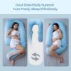 imageMomcozy Pregnancy Pillow for Sleeping Dreamlign U Pro Maternity Pillow with Adjustable Leg Pillow Removable Cover  Support for Back Hip Belly Legs for Pregnant Women 5072 Inch Full Body PillowBlue Cooling Fabric