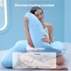 imageMomcozy Pregnancy Pillow for Sleeping Dreamlign U Pro Maternity Pillow with Adjustable Leg Pillow Removable Cover  Support for Back Hip Belly Legs for Pregnant Women 5072 Inch Full Body PillowBlue Cooling Fabric