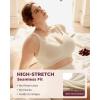 imageMomcozy Seamless Cotton Bra for Busty Women Comfortable Wireless Full Coverage Bra with Soft Molded Cups and Wide StrapsTaupe