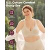 imageMomcozy Seamless Cotton Bra for Busty Women Comfortable Wireless Full Coverage Bra with Soft Molded Cups and Wide StrapsTaupe