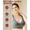 imageMomcozy Seamless US Cotton Busty Bras for WomenComfortable Wireless Full Coverage Bra with Molded Cups for Large BustGray