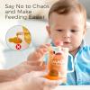 imageMomcozy Squeeze Pouch Holder for Food Pouches and Drink Boxes Baby Pouch Holder Allows Baby to SelfFeed and Avoid Messes Baby Food Pouch Holder Handle is Easy to Grip Comfortable GreenViolet Orange