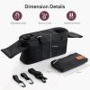 imageMomcozy Universal Stroller Organizer with Insulated Cup Holder Detachable Phone Bag ampamp Shoulder Strap Fits for Stroller like Uppababy Baby Jogger Britax BOB Umbrella and Pet StrollerBlack