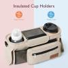 imageMomcozy Universal Stroller Organizer with Insulated Cup Holder Detachable Phone Bag ampamp Shoulder Strap Fits for Stroller like Uppababy Baby Jogger Britax BOB Umbrella and Pet StrollerKhaki