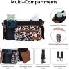 imageMomcozy Universal Stroller Organizer with Insulated Cup Holder Detachable Phone Bag ampamp Shoulder Strap Fits for Stroller like Uppababy Baby Jogger Britax BOB Umbrella and Pet StrollerLeopard