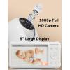 imageMomcozy Video Baby Monitor 1080P 5quot HD Baby Monitor with Camera ampamp Wall Mount Infrared Night Vision 5000mAh Battery 2Way Audio Temperature Sensor Lullabies 960ft Range Ideal for New Moms BM01BM01 with 1 camera