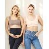 imageMomcozy Womens Seamless Bra Ultra Comfort Soft Support Sleep Daily Leisure Invisible Bralette Wireless with Removable Pad Beige