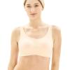 imageMomcozy Womens Seamless Bra Ultra Comfort Soft Support Sleep Daily Leisure Invisible Bralette Wireless with Removable Pad Beige