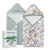 imageMomcozy Baby Hooded Towel 2 Pack Baby Towel Set Super Soft Bath Towel with Original Design Shower Gifts for Infant Toddler 28 X 28 Inch Lemon LeavesPetite Blossom