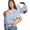 imageMomcozy Baby Wrap Carrier SkinFriendly Fabric Easy to Wear Baby Carrier Sling TShirt Design Hands Free Baby Carriers Newborn to Toddler 835lbs Adjustable Buckle Suit for Waist 3047inch BlackGrey