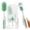 imageMomcozy Bottle Brush Kit Pro Innovative PushPress Design for Deep Cleaning  Bottle Cleaner Brush for BottleBreast PumpsNipple  ClogFree Brush ampamp FoamGenerating Design for Better Cleaning Green