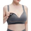 imageMomcozy Busty Nursing Bras USCotton Wirefree Fixed Padded Maternity Bra Full Coverage Adjustable FitGray