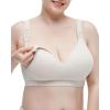 imageMomcozy Busty Nursing Bras USCotton Wirefree Fixed Padded Maternity Bra Full Coverage Adjustable FitOatmeal