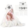 imageMomcozy Cute Elephant Hooded Baby Towel 8 Piece Bath Essential 2 x Towels and 6 x Wash Cloth Set Perfect Shower Gift for Boys or Girls  Soft and Comfort for Newborn Infant and ToddlerWhite