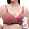 imageMomcozy HandsFree Pumping Bra Wireless ampamp Seamless Breast Pump Bra Breathable Tencel Fabric ampamp Fully Fixed CupsDusty Rose
