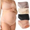 imageMomcozy Maternity Underwear Seamless Pregnancy Postpartum Panties Under Bump Maternity Underwear CottonBlack almond oyster Pink brown4pk