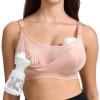imageMomcozy Mesh Support Pumping Bra Hands Free Suitable for 36C44G Comfortable Plus Size Pumping and Nursing Bra in OneOyster Pink