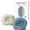 imageMomcozy Muslin Fitted Mini Crib Sheets 38quotx26quot 2 Pack Soft Breathable Natural Cotton Baby Mattress Sheet 360 Mattress Wrapping No Slip Boys Girls Neutral Toddler Bed Sheet Grey GreenBlue Grey