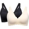 imageMomcozy Nursing Bras for Breastfeeding Seamless Pregnancy Maternity Bra Wireless Classic Jelly Strip Support Nursing Bra2 Packblack cream