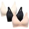imageMomcozy Nursing Bras for Breastfeeding Seamless Pregnancy Maternity Bra Wireless Classic Jelly Strip Support Nursing Bra3 Packblack  Oyster Pink  Cream