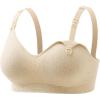 imageMomcozy Nursing Bras for Breastfeeding Soft US Cotton Seamless Maternity Bra Fixed Padding Wireless PregnancyWarm Oatmeal