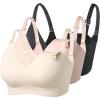 imageMomcozy Nursing Bras for Breastfeeding YN21 Seamless Ultra Comfort Maternity Bra Natural Shape Pregnancy Sleep Bralette3 Packblack beige cream