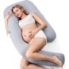 imageMomcozy Pregnancy Pillow for Sleeping Dreamlign U Pro Maternity Pillow with Adjustable Leg Pillow Removable Cover  Support for Back Hip Belly Legs for Pregnant Women 5072 Inch Full Body PillowGrey Cooling Fabric