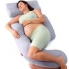 imageMomcozy Pregnancy Pillow with Cooling Cover Detachable GShaped Maternity Pillow with Adjustable Belly Wedge Full Body Support for Expecting Mothers Grey