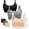 imageMomcozy Pumping Bra Pumping Bra Hands Free All Day Wear Pumping ampamp Nursing Bra in One Holding Breast Pump for Spectra MedelaBlack grey skin3pk